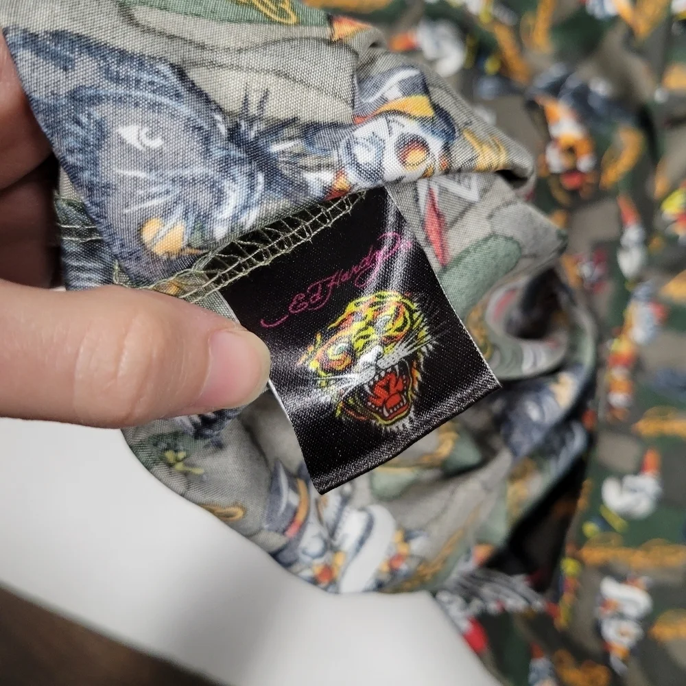 Vintage Y2K Ed Hardy Pillow Case Set Camo Skulls